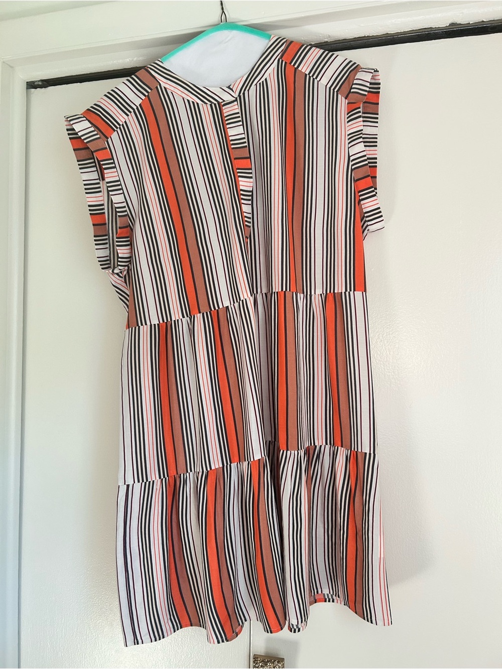 Marie Oliver Tuckernuck Tiered Shift Dress - Orange, White, Gray
